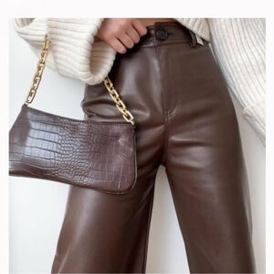Zara Brown Croc embossed handbag: Blogger Fave *NWOT*